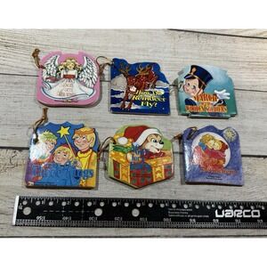 Lot of 6 Vintage 1991 Good Times Mini Board Book Christmas Ornaments GTub14